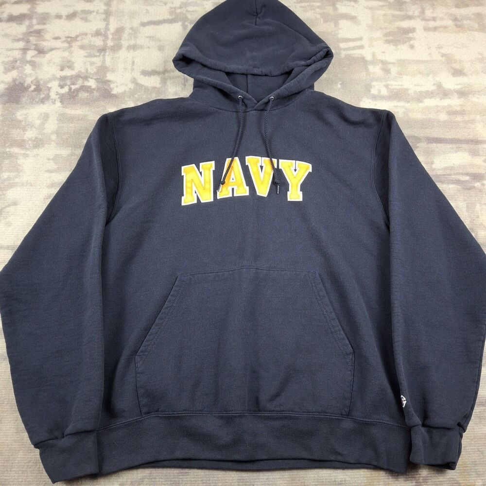 Champion Navy Hoodie Size Large L Stitched Tackle Twill US Naval Academy...
